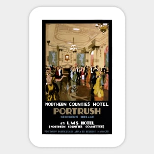 Vintage Travel Poster Ireland Portrush Northern Counties Hotel Sticker